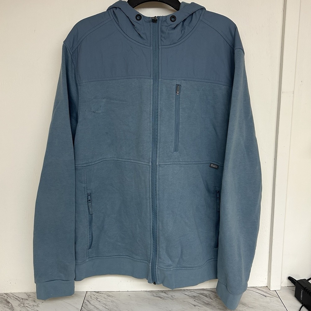 5.11 Tactical Series Jacket Mens XL Full Zip Hooded Blue Outdoor Fleece Military